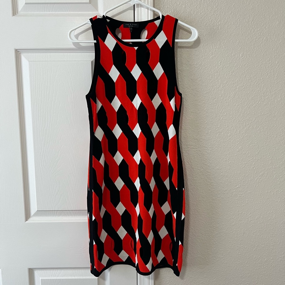 Rag & Bone Olympia Cutout Geometric Print Sleeveless Dress Size Small